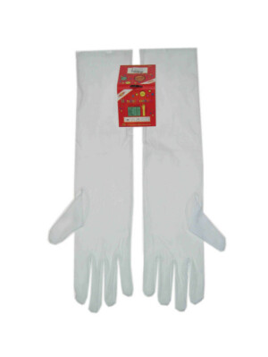 Handschoenen stretch wit luxe nylon 35 cm mt. S-0