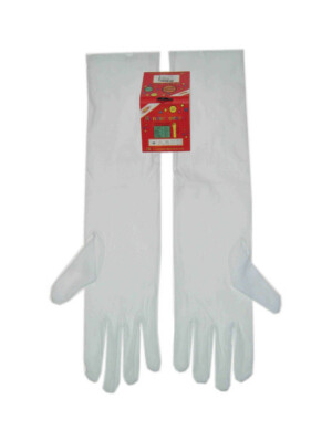 Handschoenen stretch wit luxe nylon 40 cm mt. L-0