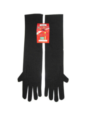 Handschoenen stretch zwart luxe nylon 30 cm (Piet) mt. XXS-0