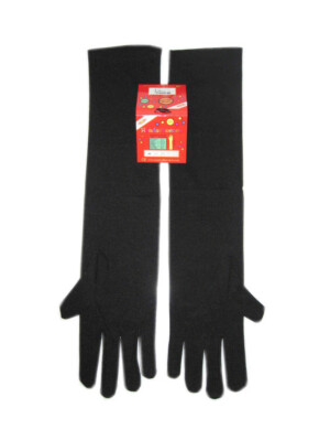 Handschoenen stretch zwart luxe nylon 35 cm (Piet) mt. S-0
