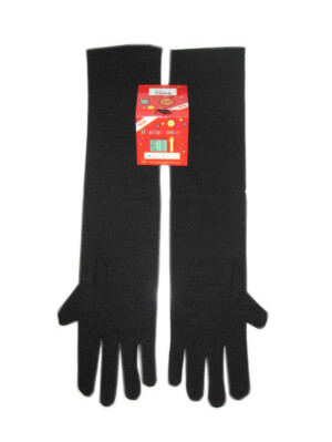 Handschoenen stretch zwart luxe nylon 37 cm (Piet) mt. M-0