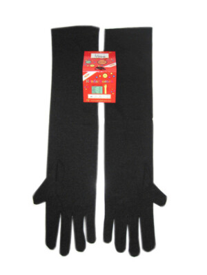 Handschoenen stretch zwart luxe nylon 40 cm (Piet) mt. L-0