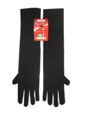 Handschoenen stretch zwart luxe nylon 45 cm (Piet) mt. XL-0