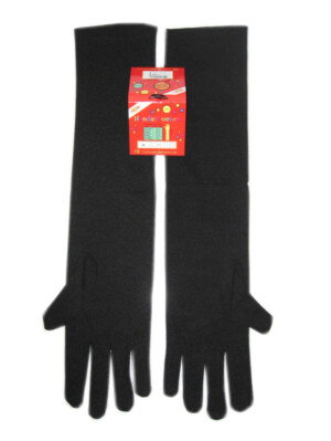 Handschoenen stretch zwart luxe nylon 50 cm (Piet) mt. XXL-0