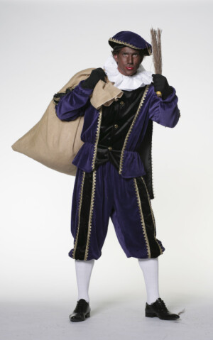 Zwarte Piet fluweel zwart/paars-0