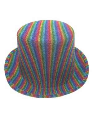 Hoge hoed glitter regenboog-0