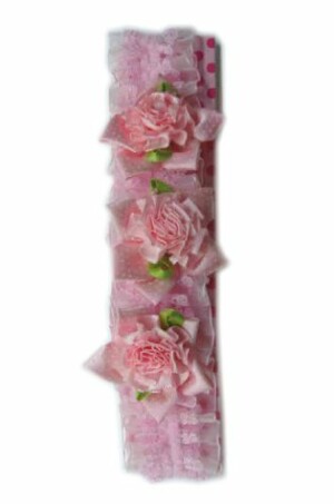 Kousenband roze+roosjes-0