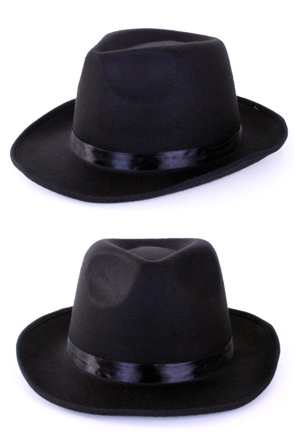 Alcapone hoed zwart zware kwaliteit met elastieke band-0