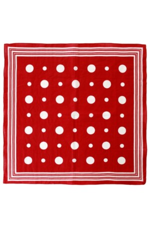 Zakdoek rood met witte bolletjes en strepen 56 x 56 cm.