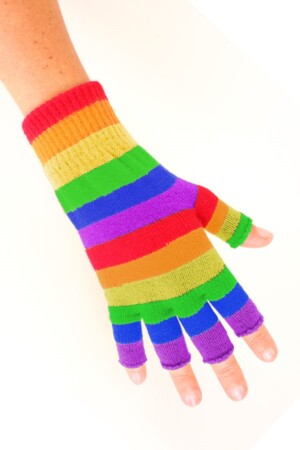 Vingerloze handschoen regenboog gestreept