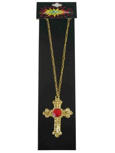 Sinterklaas kruis metaal goud+steen