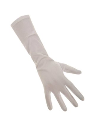 Handschoenen stretch wit luxe nylon 37 cm