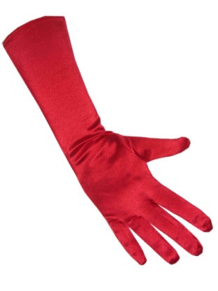 Handschoenen satijn stretch  luxe 40 cm rood one size