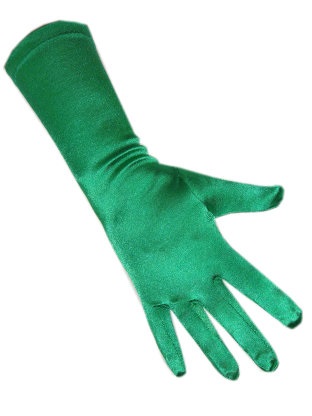 Handschoenen satijn stretch  luxe 40 cm groen one size