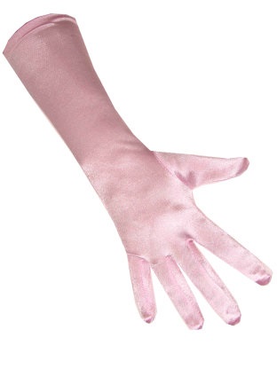 Handschoenen satijn stretch luxe 40 cm baby roze one size