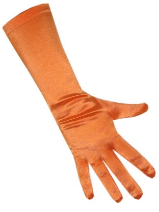 Handschoenen satijn stretch luxe 40 cm oranje one size