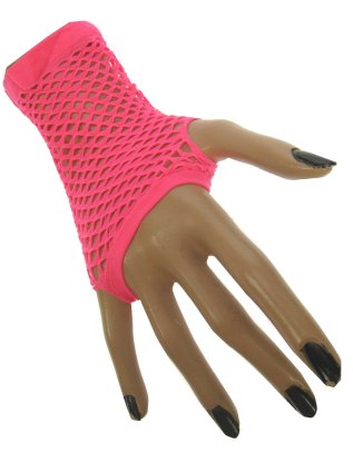Nethandschoen kort vingerloos fluor pink 1