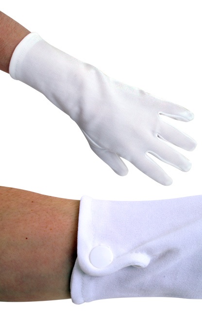 Handschoen wit kort met drukknoopjes katoen