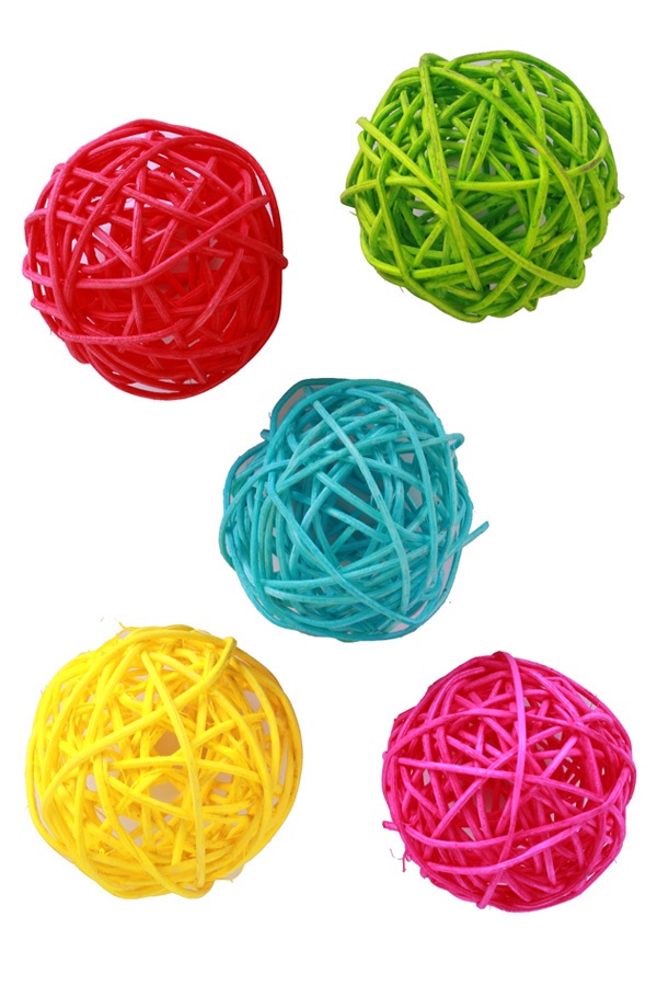 Deco ballen stro 6 cm ass kleuren per 15 stuks