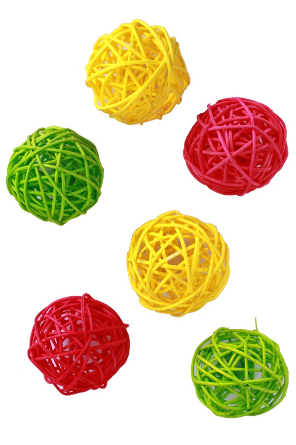 Deco ballen stro 6 cm rood/geel/groen per 15 stuks 1