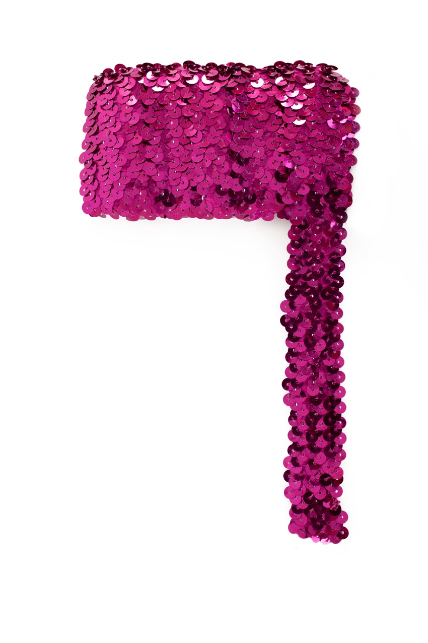 Paillettenband breed elastisch donker roze 3m 1