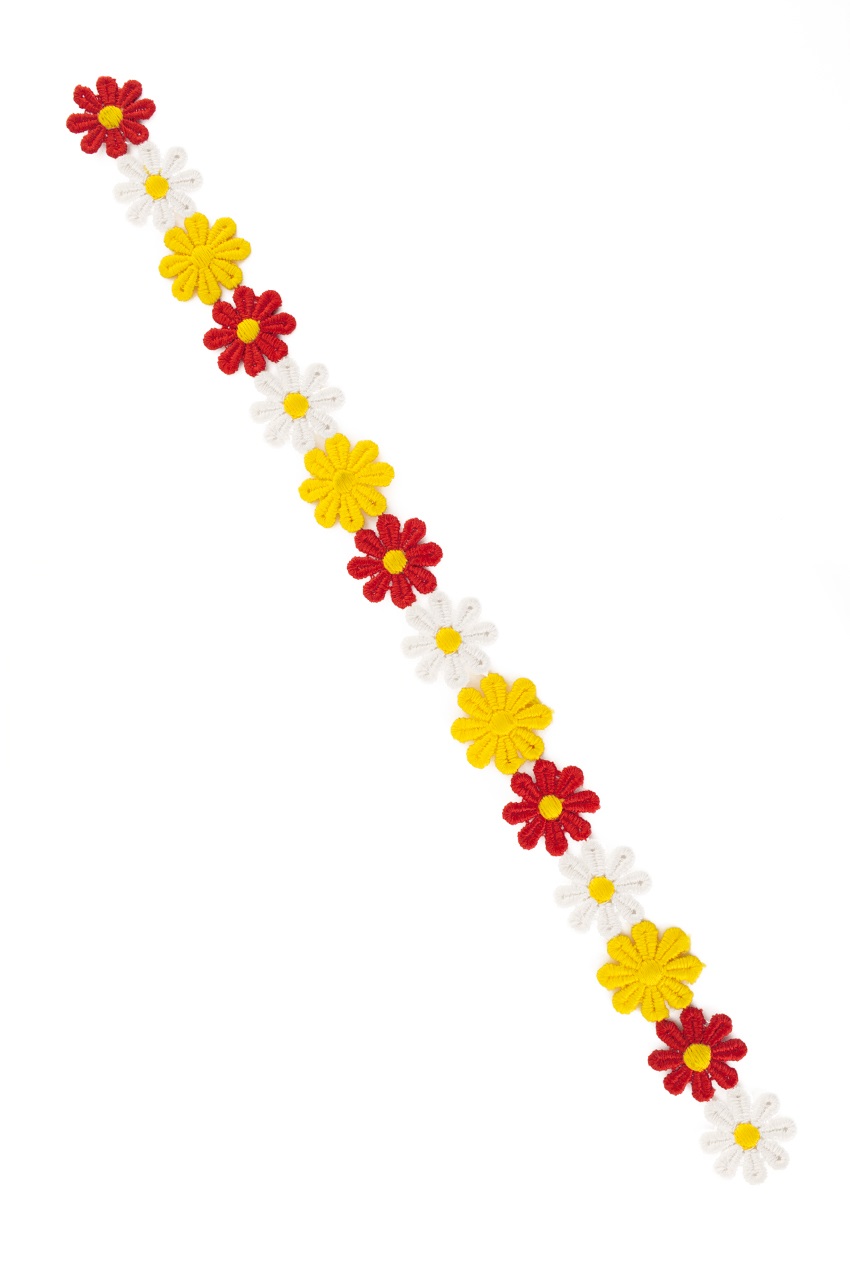Bloemetjesband 3m rood-wit-geel