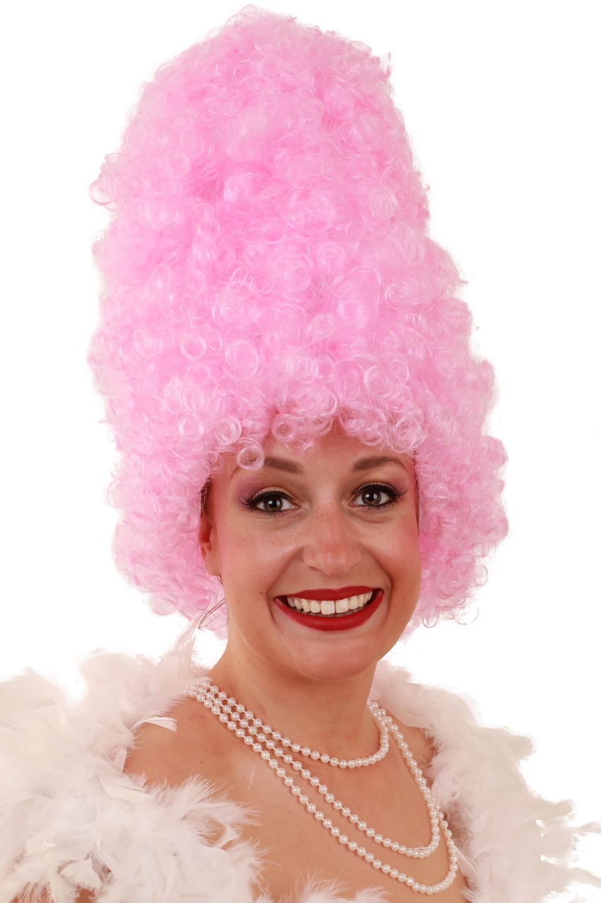 ritme dubbellaag credit Pruik Curly hoog roze | Feestwinkel Party-Time