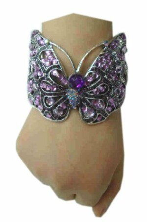 Armband luxe vlinder zilver/paars