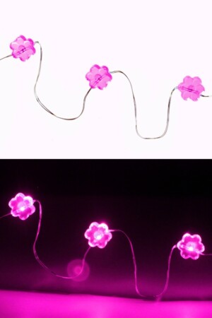 Ledverlichting snoer bloemetjes pink 20 lamps