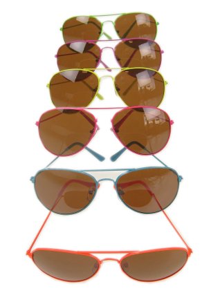 Zonnebril/ Pilotenbril fluo frame 6 kleuren ass 1