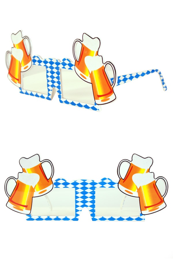 Bril Oktoberfest met bierpul blauw/wit