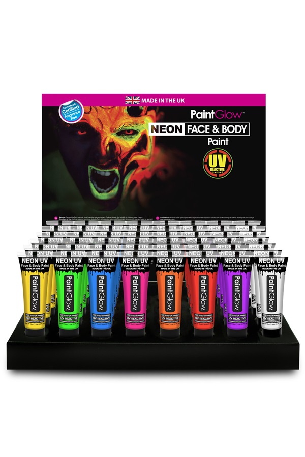 UV Face & Body Paint 10 ml assortie in display 1