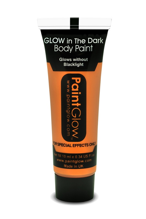Face & body paint 10 ml glow in the dark oranje 1