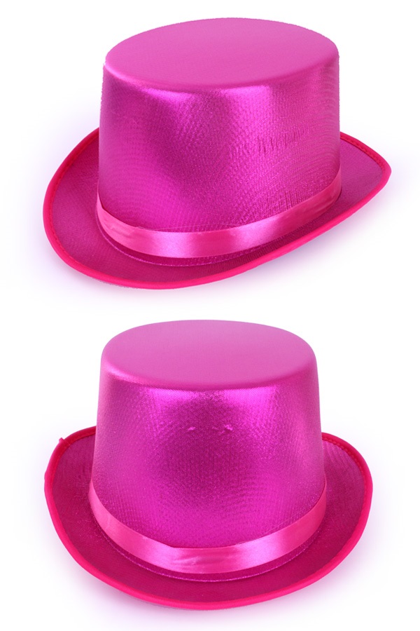 Hoge hoed metallic pink 1