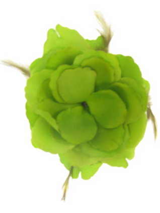 Bloemendecoratie veren groen 10x10cm 1