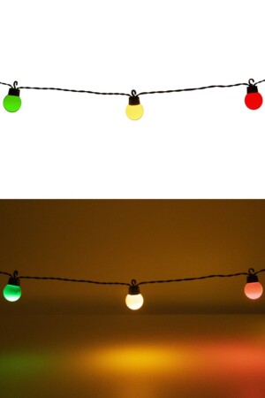 Verlichtingssnoer rood/geel/groen met 20 lampjes 5 meter, dia 2,8 cm