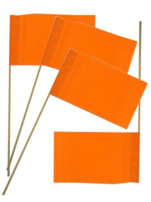Vlaggetje papier op stok oranje per 50 1