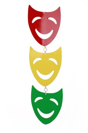 Hangdecoratie pvc maskers rood/geel/groen 22 x 19 cm brandveilig