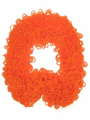 Sjaal met franjes fluor oranje 160 x 20 cm.